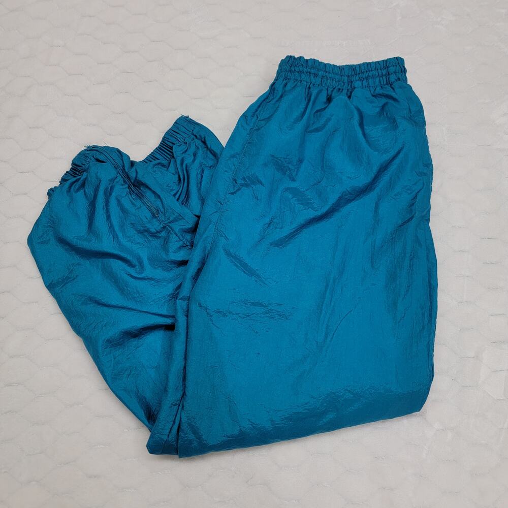 Bold Spirit Vintage 90s Teal Lined Nylon Track Pants Windbreaker Size L